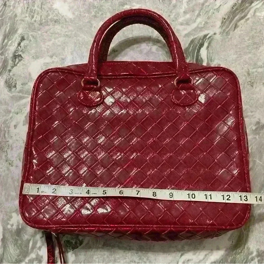 Estee Lauder Red Brick Beauty Makeup Travel Bag Cosmetic Case Purse Tote 13.5